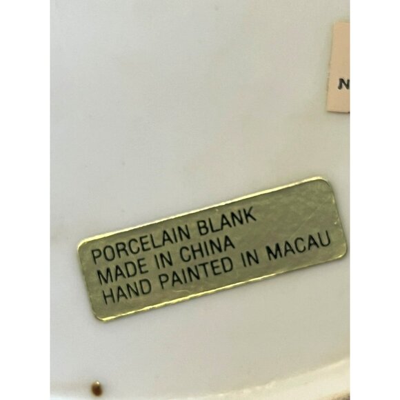 VTG Macau Chinoiserie Ceramic Plate Gold Gilt Raised Paint 10.5 9n Duck 1970s - Picture 7 of 8